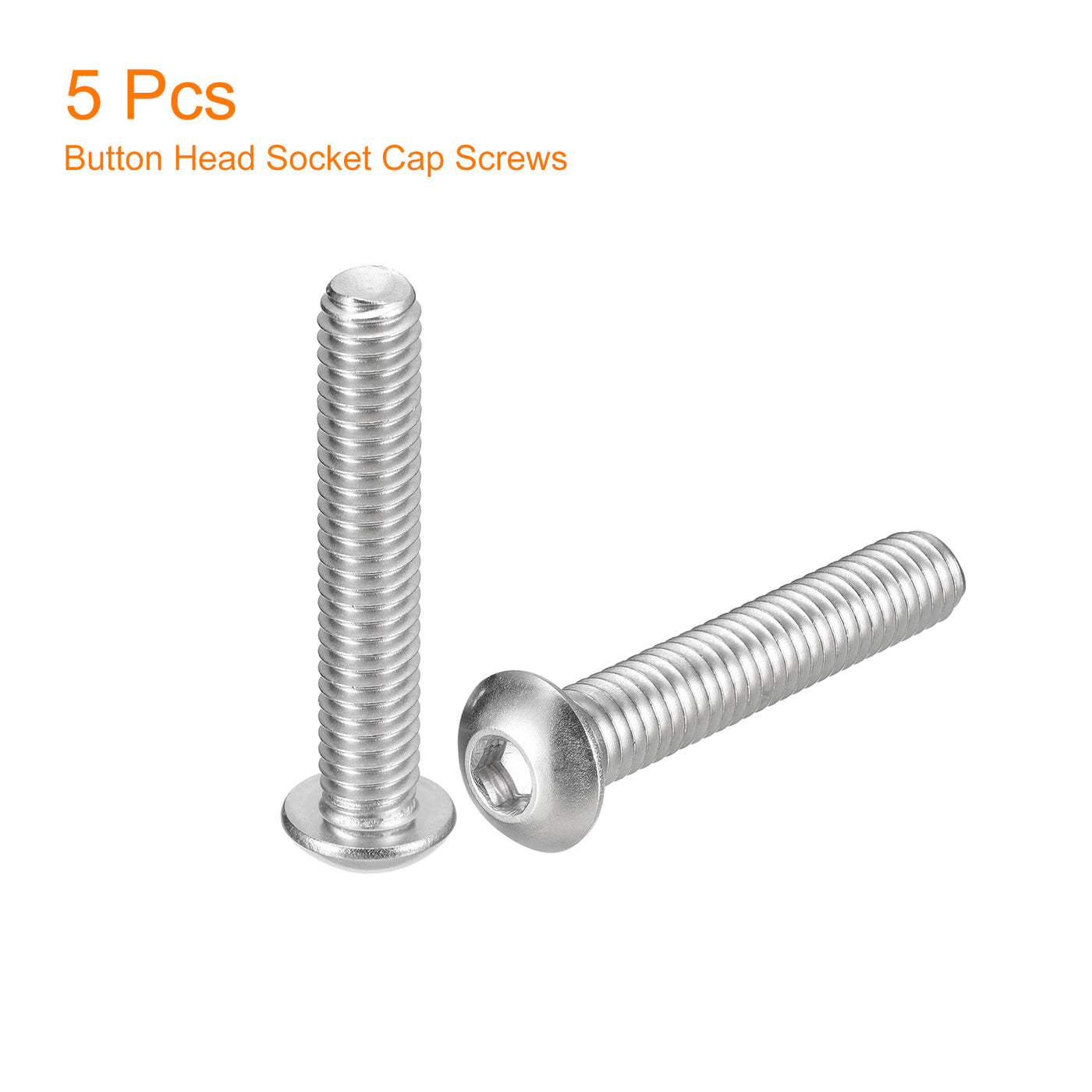 uxcell Uxcell 5/16-18x1-3/4" Button Head Socket Cap Screws, 5pcs 304 Stainless Steel Screws