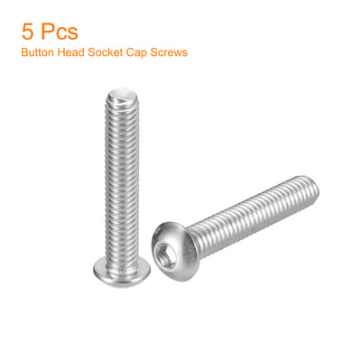 Harfington Uxcell 5/16-18x1-3/4" Button Head Socket Cap Screws, 5pcs 304 Stainless Steel Screws