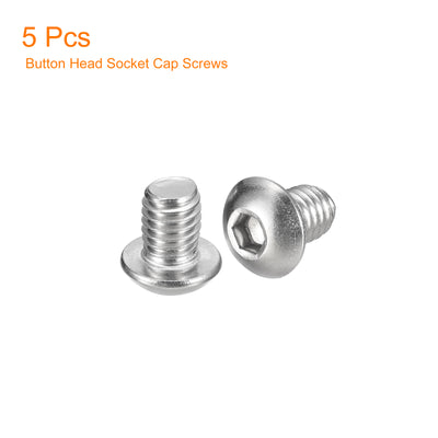 Harfington Uxcell 3/8-16x1/2" Button Head Socket Cap Screws, 5pcs 304 Stainless Steel Screws