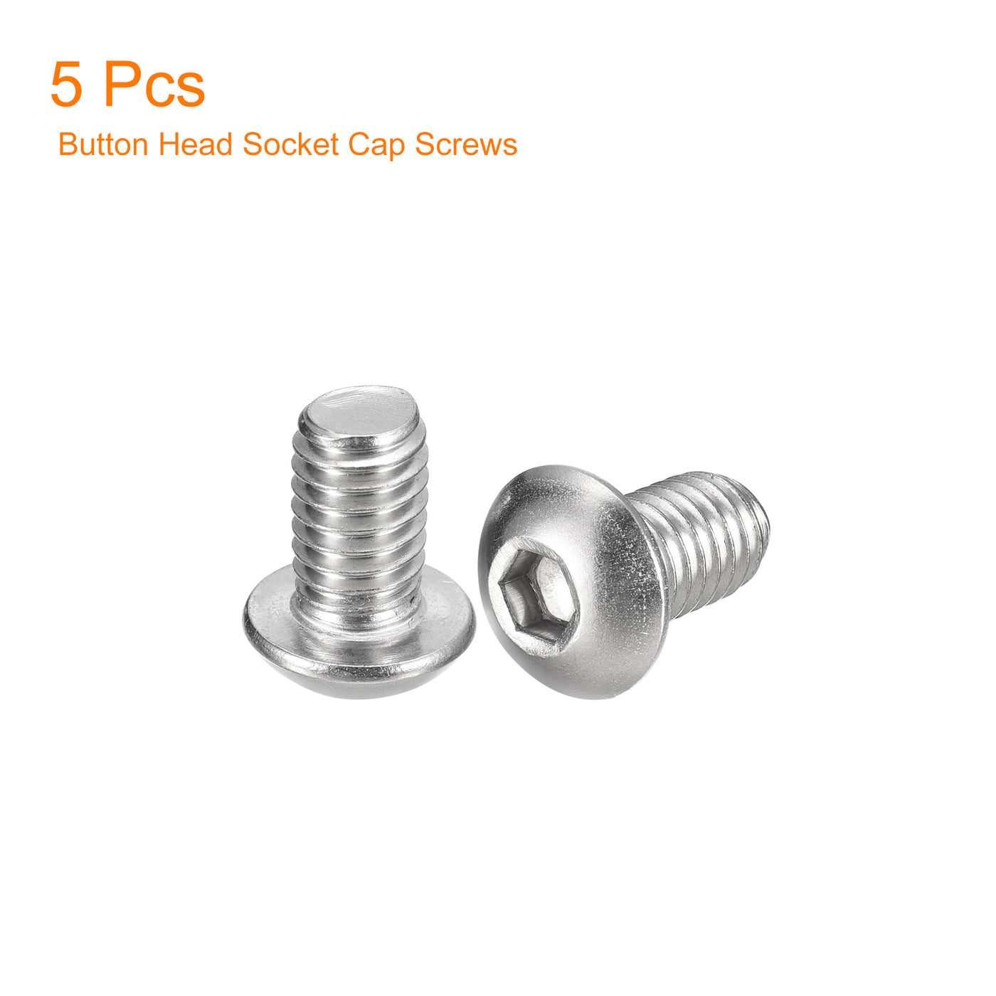 uxcell Uxcell 3/8-16x5/8" Button Head Socket Cap Screws, 5pcs 304 Stainless Steel Screws