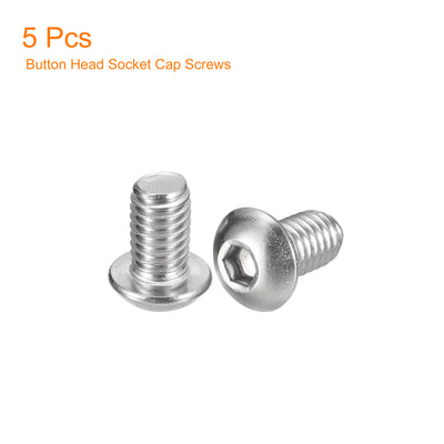 Harfington Uxcell 3/8-16x5/8" Button Head Socket Cap Screws, 5pcs 304 Stainless Steel Screws