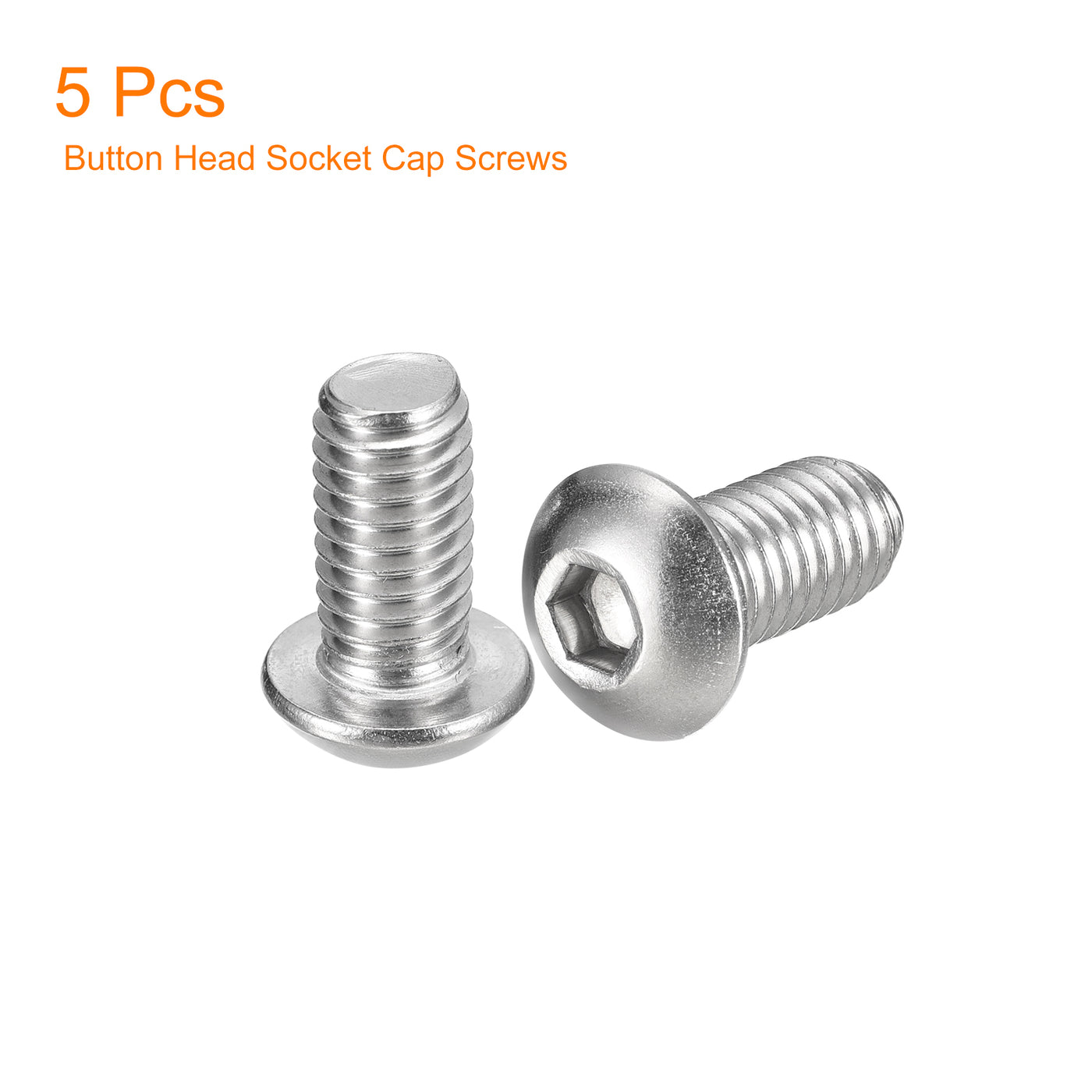 uxcell Uxcell 3/8-16x3/4" Button Head Socket Cap Screws, 5pcs 304 Stainless Steel Screws