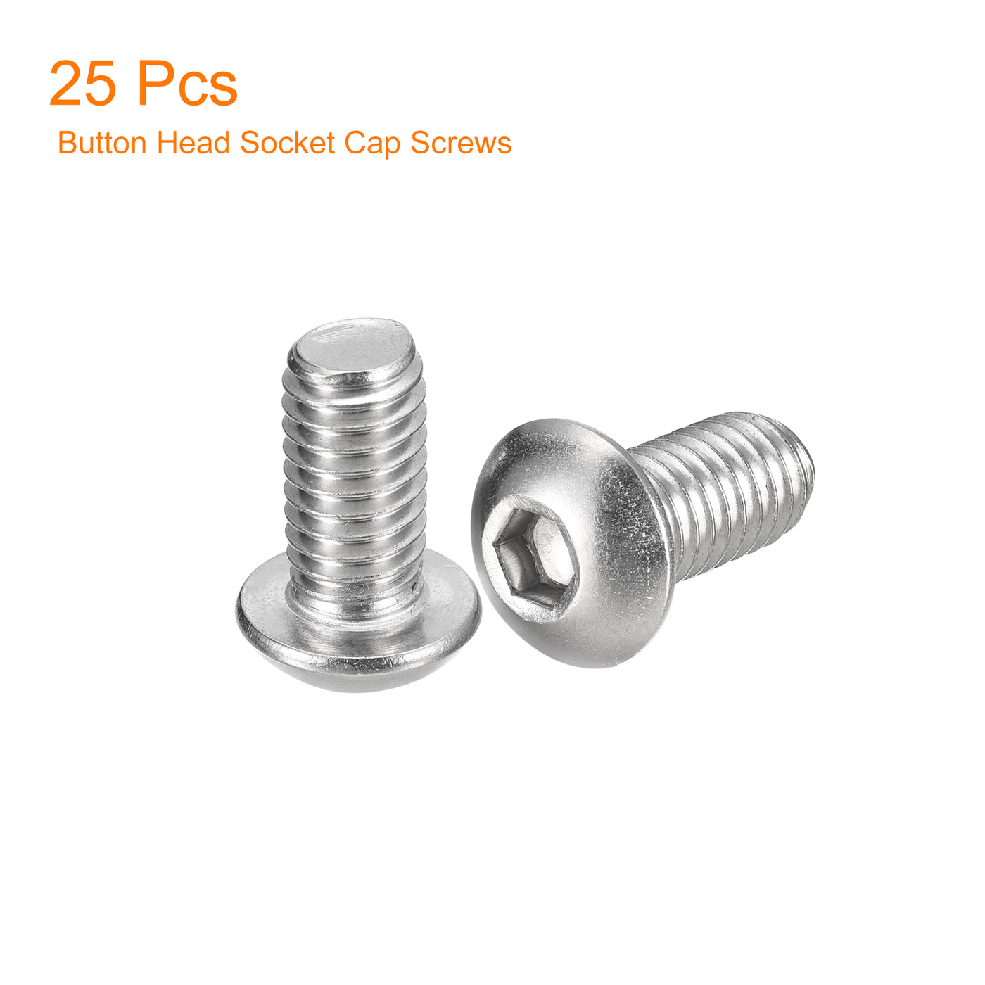 uxcell Uxcell 3/8-16x3/4" Button Head Socket Cap Screws, 25pcs 304 Stainless Steel Screws