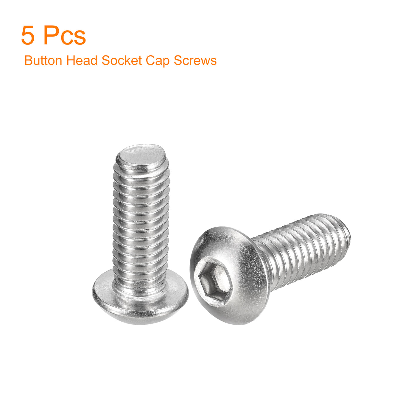 uxcell Uxcell 3/8-16x1" Button Head Socket Cap Screws, 5pcs 304 Stainless Steel Screws