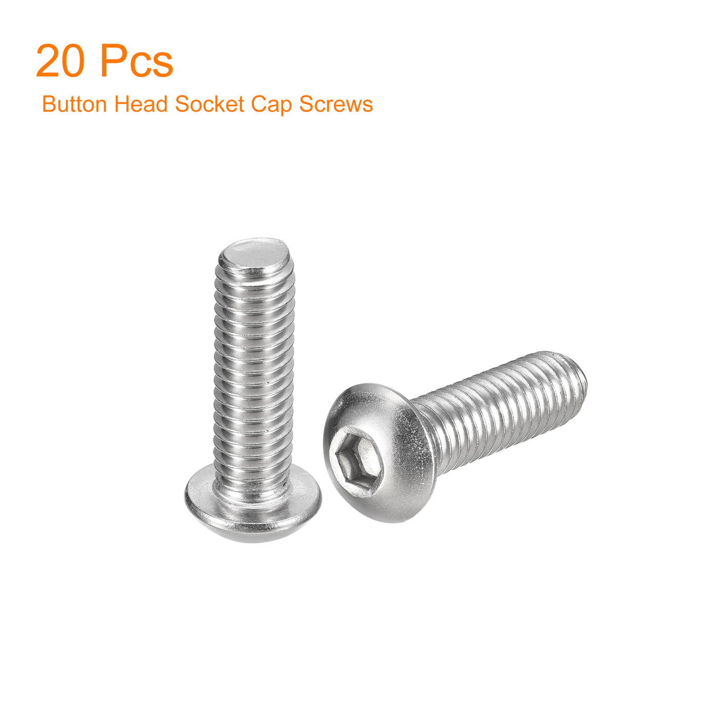 uxcell Uxcell 3/8-16x1-1/4" Button Head Socket Cap Screws, 20pcs 304 Stainless Steel Screws