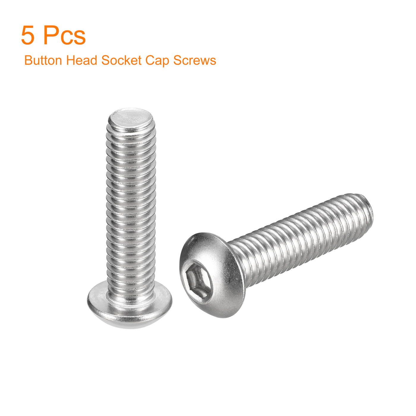 uxcell Uxcell 3/8-16x1-1/2" Button Head Socket Cap Screws, 5pcs 304 Stainless Steel Screws