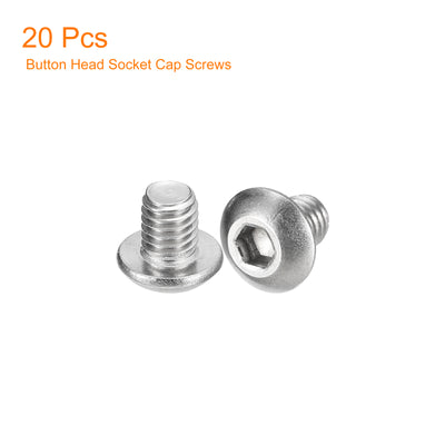 Harfington Uxcell #10-32x1/4" Button Head Socket Cap Screws, 20pcs 304 Stainless Steel Screws