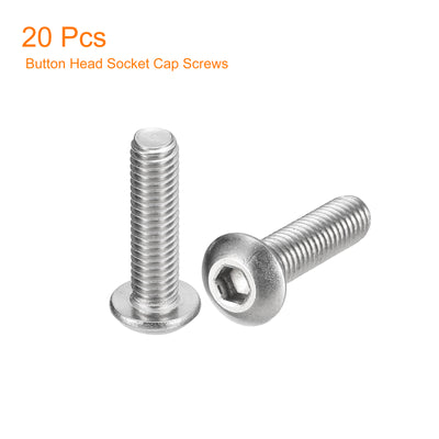 Harfington Uxcell #10-32x3/4" Button Head Socket Cap Screws, 20pcs 304 Stainless Steel Screws