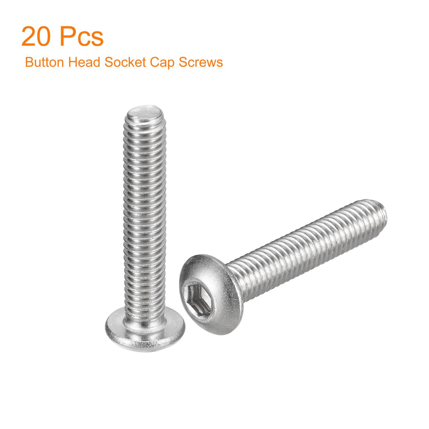 uxcell Uxcell #10-32x1" Button Head Socket Cap Screws, 20pcs 304 Stainless Steel Screws