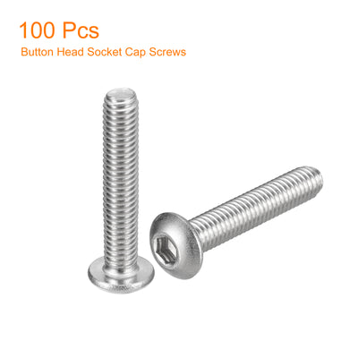 Harfington Uxcell #10-32x1" Button Head Socket Cap Screws, 100pcs 304 Stainless Steel Screws