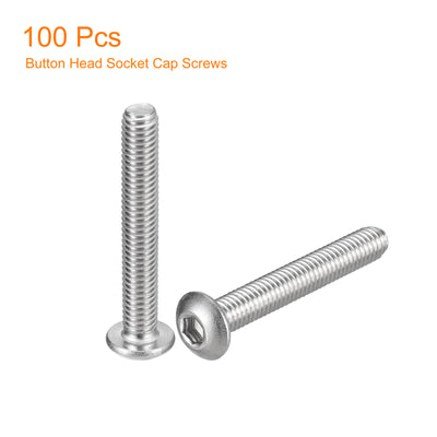 Harfington Uxcell #10-32x1-1/4" Button Head Socket Cap Screws, 100pcs 304 Stainless Steel Screws