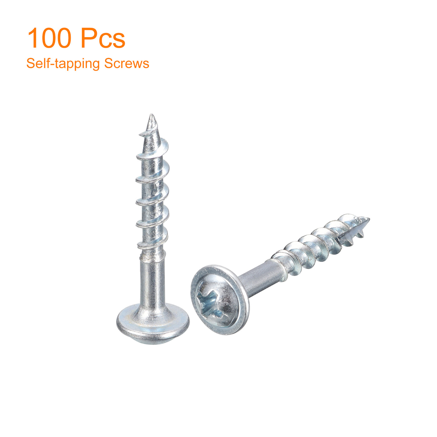 uxcell Uxcell #8x1" Pocket Hole Screws, 100pcs Phillips Drive Self Tapping Wood Screws