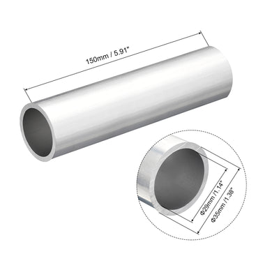 Harfington Uxcell 35mm OD 29mm Inner Dia 150mm Length 6063 Aluminum Tube for Industry DIY