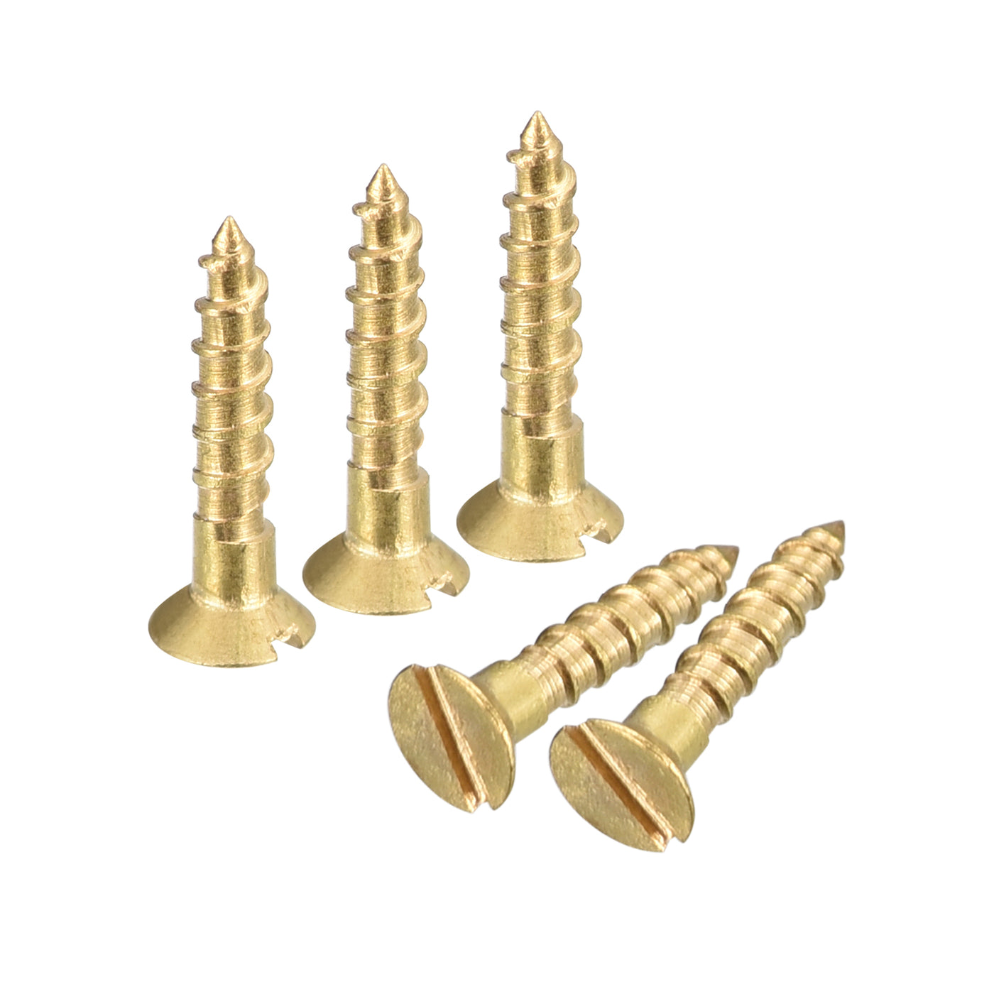 uxcell Uxcell 25Pcs M1.6 x 8mm Brass Slotted Drive Flat Head Wood Screws Self Tapping Screw