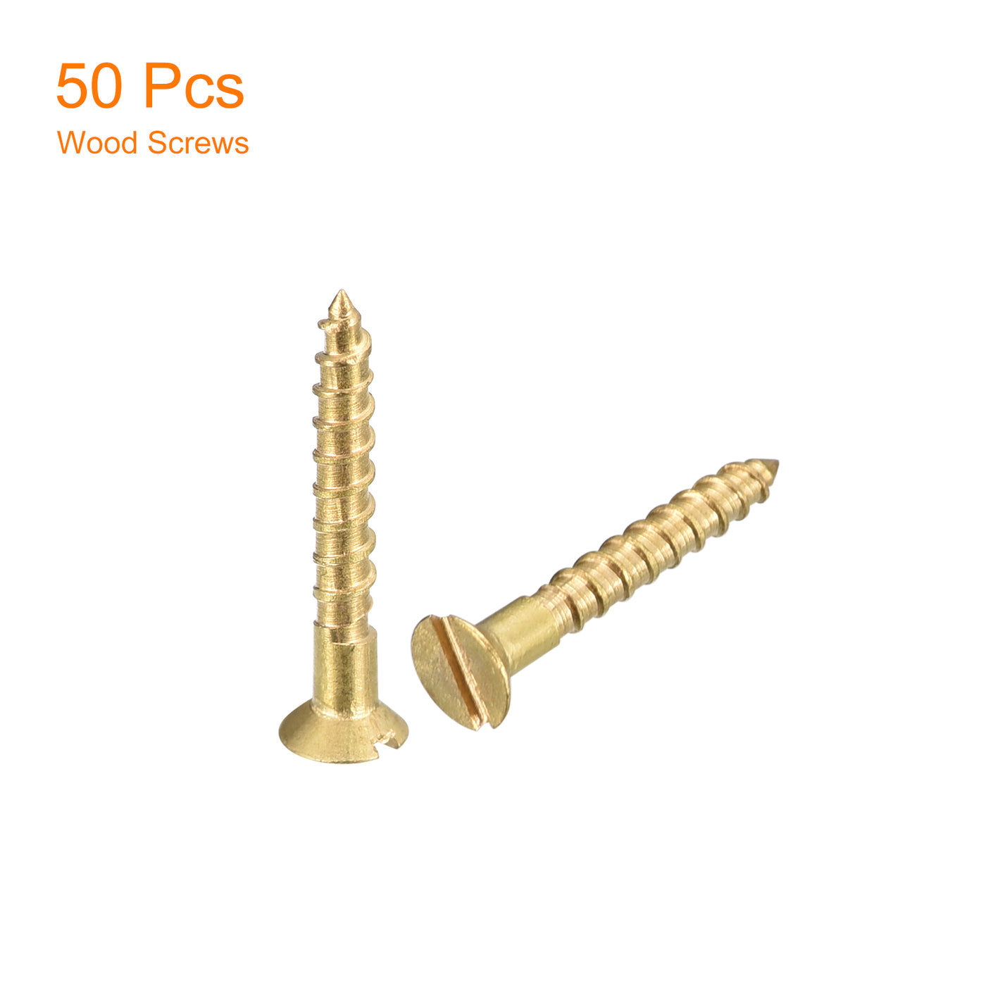 uxcell Uxcell 50Pcs M1.6 x 12mm Brass Slotted Drive Flat Head Wood Screws Self Tapping Screw