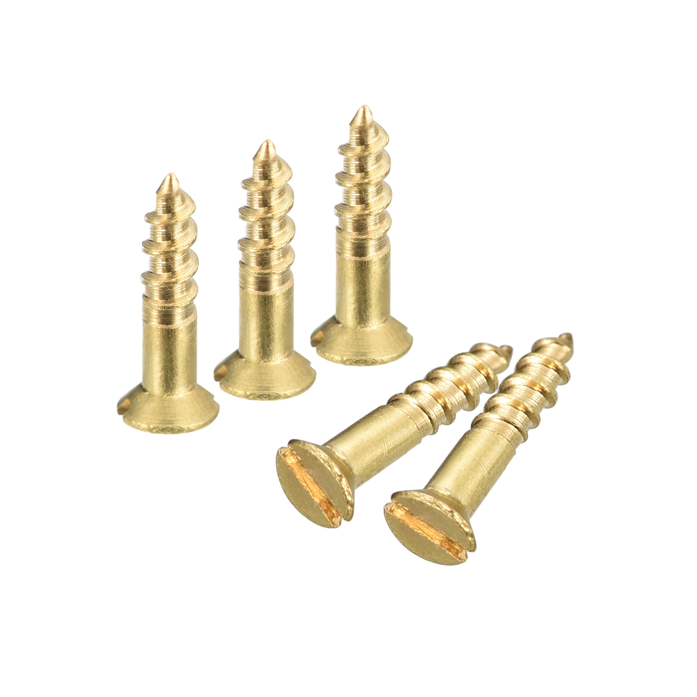 uxcell Uxcell 100Pcs M2 x 8mm Brass Slotted Drive Flat Head Wood Screws Self Tapping Screw