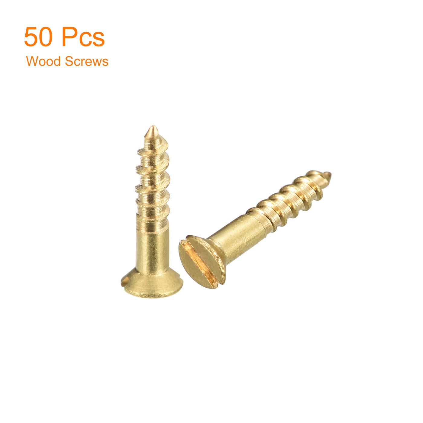 uxcell Uxcell 50Pcs M2 x 10mm Brass Slotted Drive Flat Head Wood Screws Self Tapping Screw