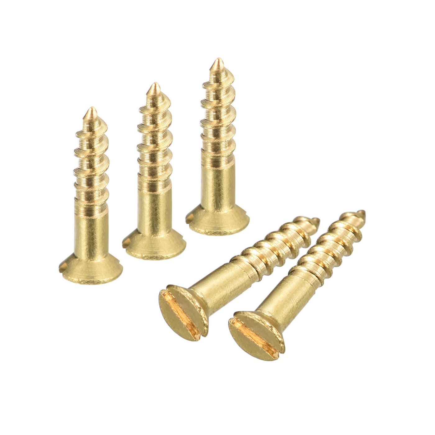 uxcell Uxcell 25Pcs M2 x 10mm Brass Slotted Drive Flat Head Wood Screws Self Tapping Screw