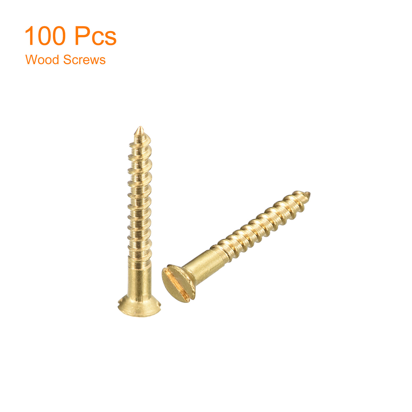 uxcell Uxcell 100Pcs M2 x 16mm Brass Slotted Drive Flat Head Wood Screws Self Tapping Screw