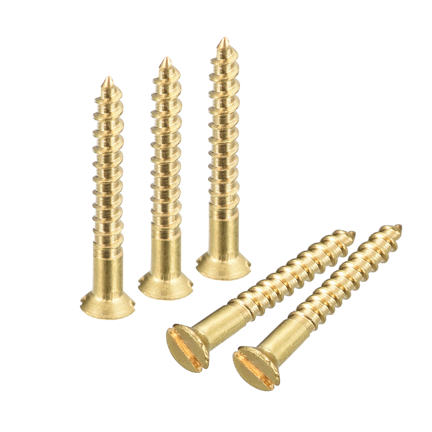 uxcell Uxcell 100Pcs M2 x 16mm Brass Slotted Drive Flat Head Wood Screws Self Tapping Screw