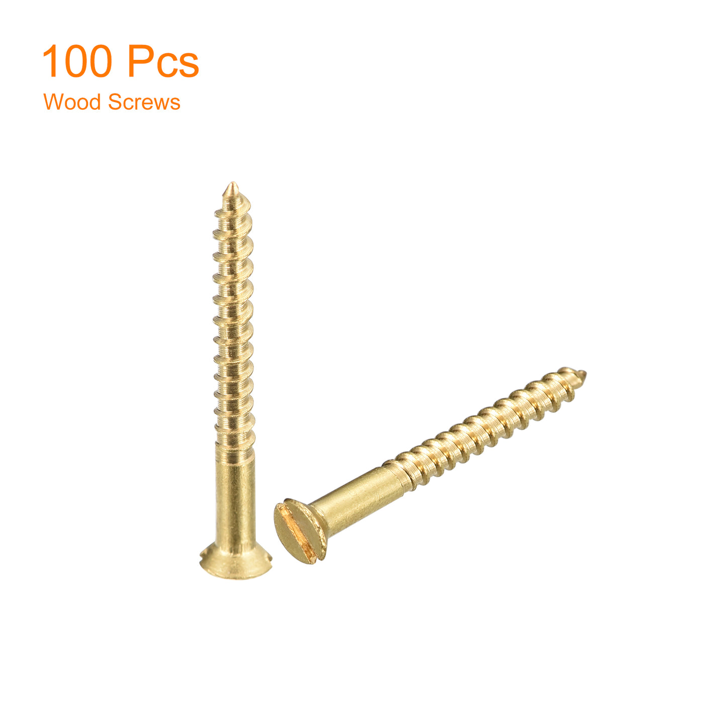 uxcell Uxcell 100Pcs M2 x 20mm Brass Slotted Drive Flat Head Wood Screws Self Tapping Screw