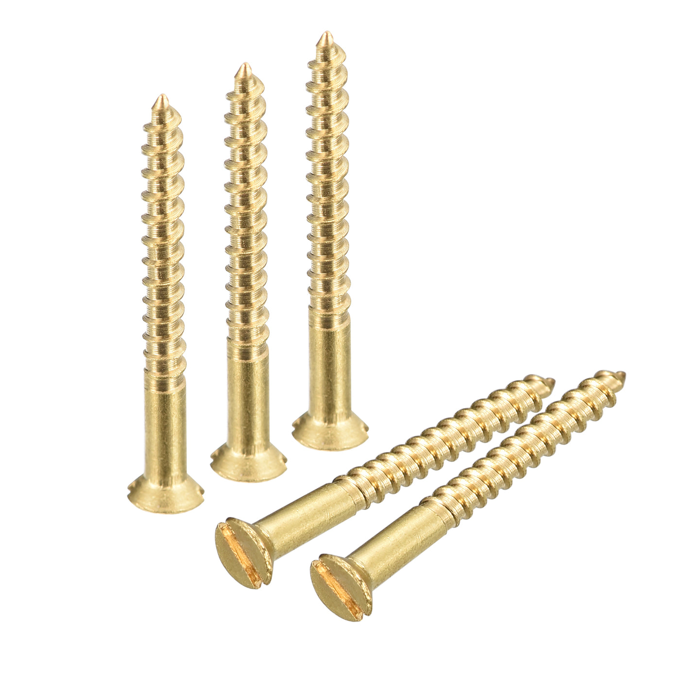 uxcell Uxcell 100Pcs M2 x 20mm Brass Slotted Drive Flat Head Wood Screws Self Tapping Screw