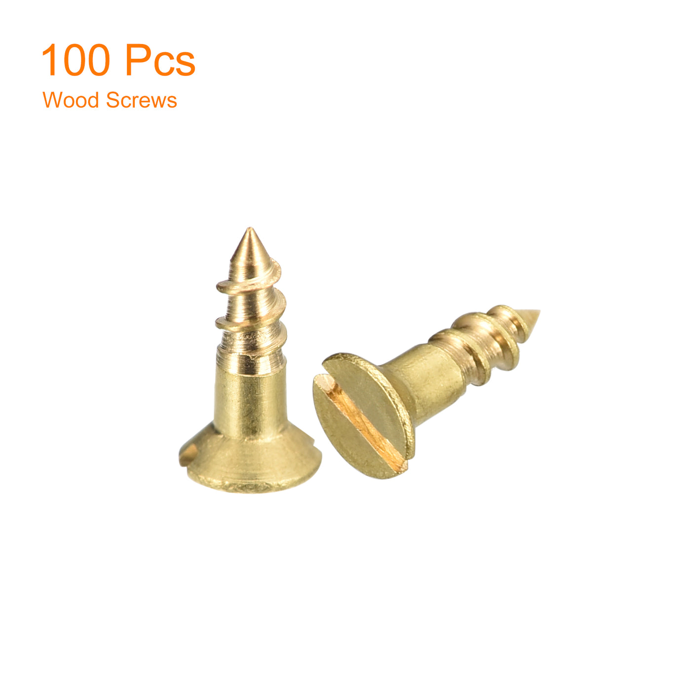 uxcell Uxcell 100Pcs M2.5 x 8mm Brass Slotted Drive Flat Head Wood Screws Self Tapping Screw
