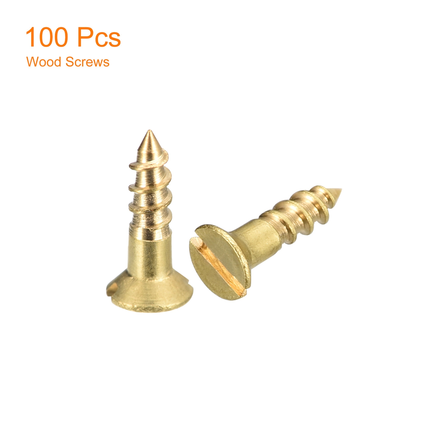 uxcell Uxcell 100Pcs M2.5 x 10mm Brass Slotted Drive Flat Head Wood Screws Self Tapping Screw