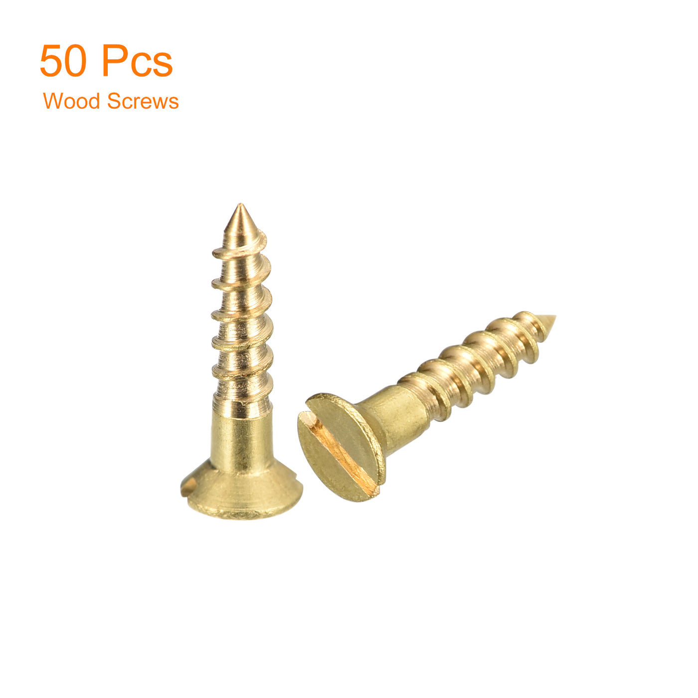 uxcell Uxcell 50Pcs M2.5 x 12mm Brass Slotted Drive Flat Head Wood Screws Self Tapping Screw