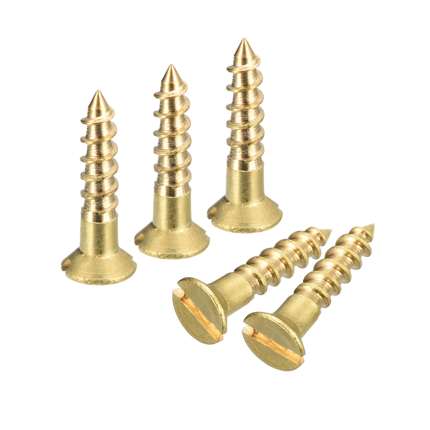uxcell Uxcell 50Pcs M2.5 x 12mm Brass Slotted Drive Flat Head Wood Screws Self Tapping Screw