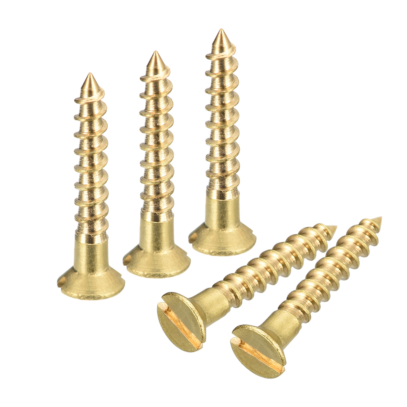 uxcell Uxcell 50Pcs M2.5 x 16mm Brass Slotted Drive Flat Head Wood Screws Self Tapping Screw