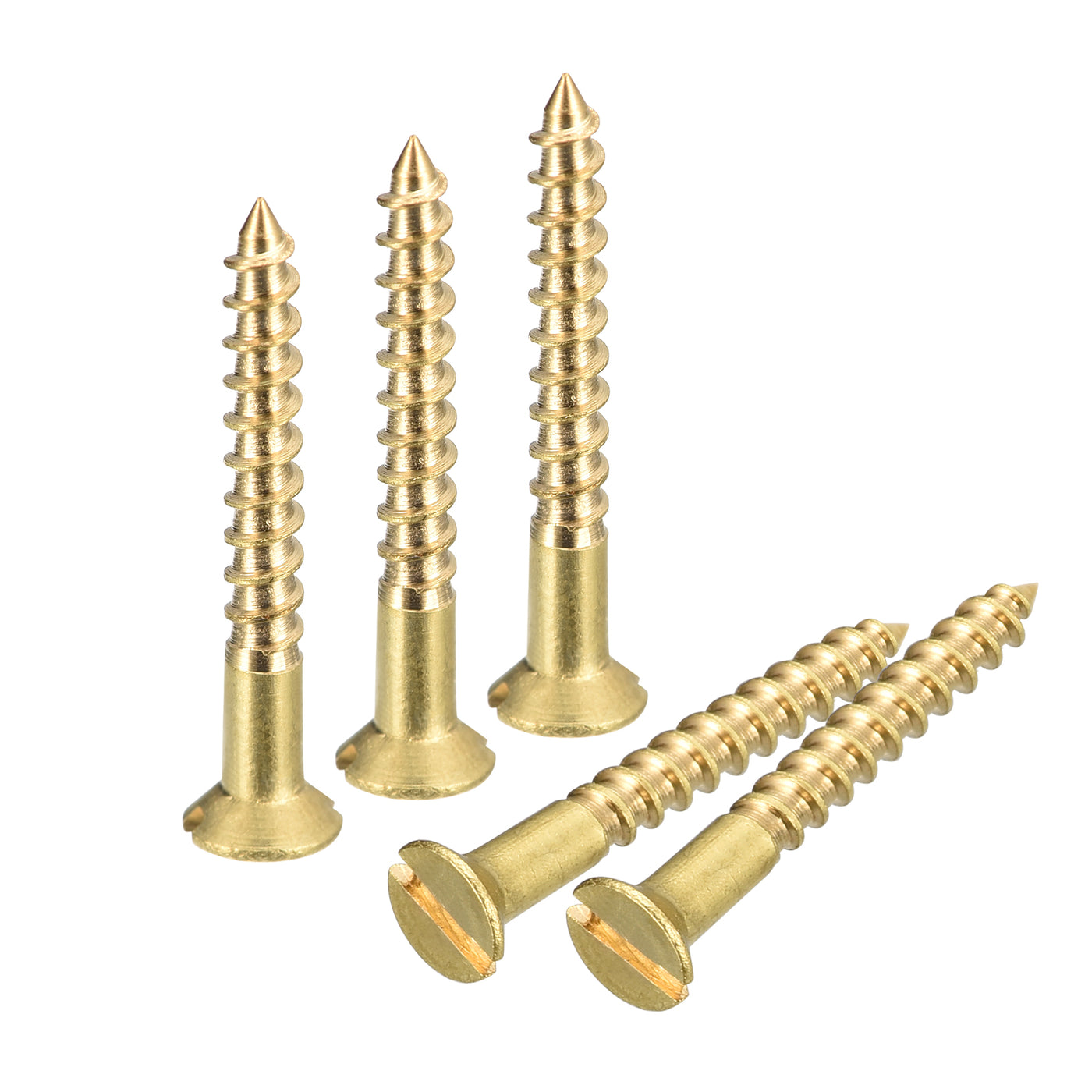 uxcell Uxcell 50Pcs M2.5 x 20mm Brass Slotted Drive Flat Head Wood Screws Self Tapping Screw