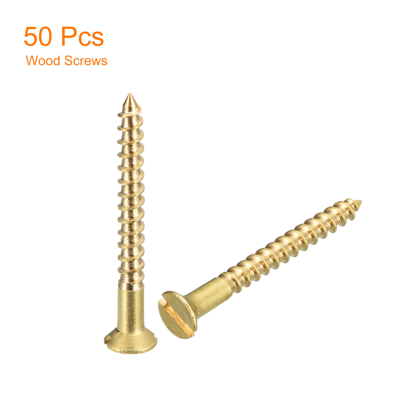 uxcell Uxcell 50Pcs M2.5 x 25mm Brass Slotted Drive Flat Head Wood Screws Self Tapping Screw