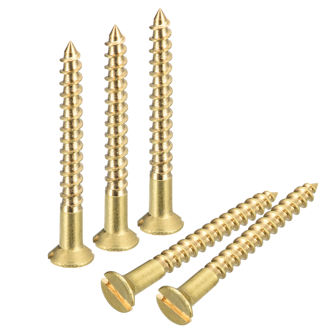 uxcell Uxcell 50Pcs M2.5 x 25mm Brass Slotted Drive Flat Head Wood Screws Self Tapping Screw