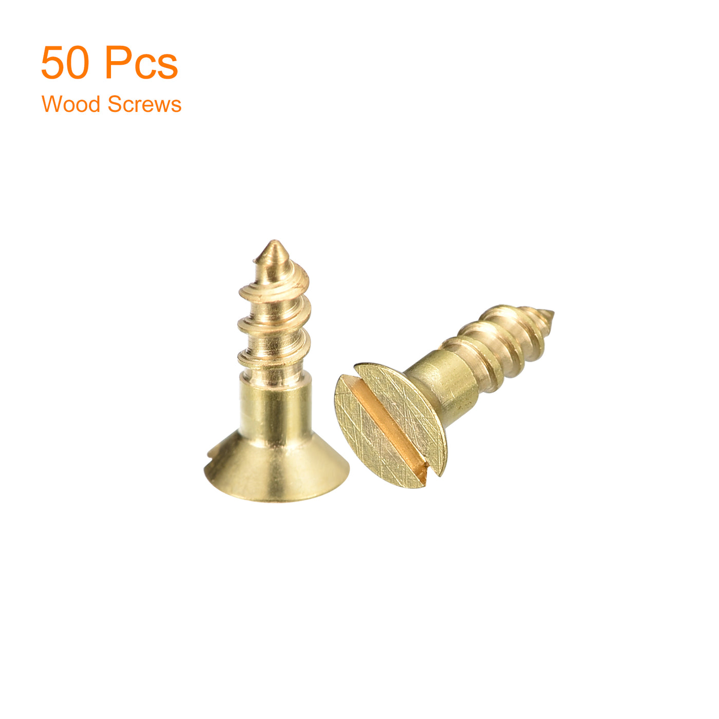 uxcell Uxcell 50Pcs M3 x 10mm Brass Slotted Drive Flat Head Wood Screws Self Tapping Screw