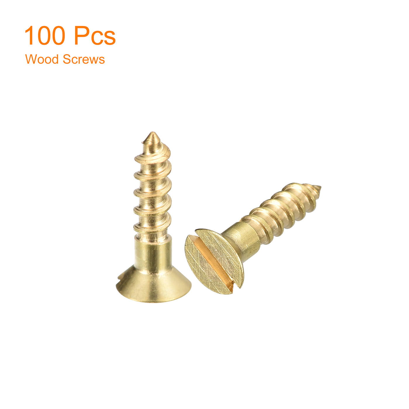 uxcell Uxcell 100Pcs M3 x 12mm Brass Slotted Drive Flat Head Wood Screws Self Tapping Screw