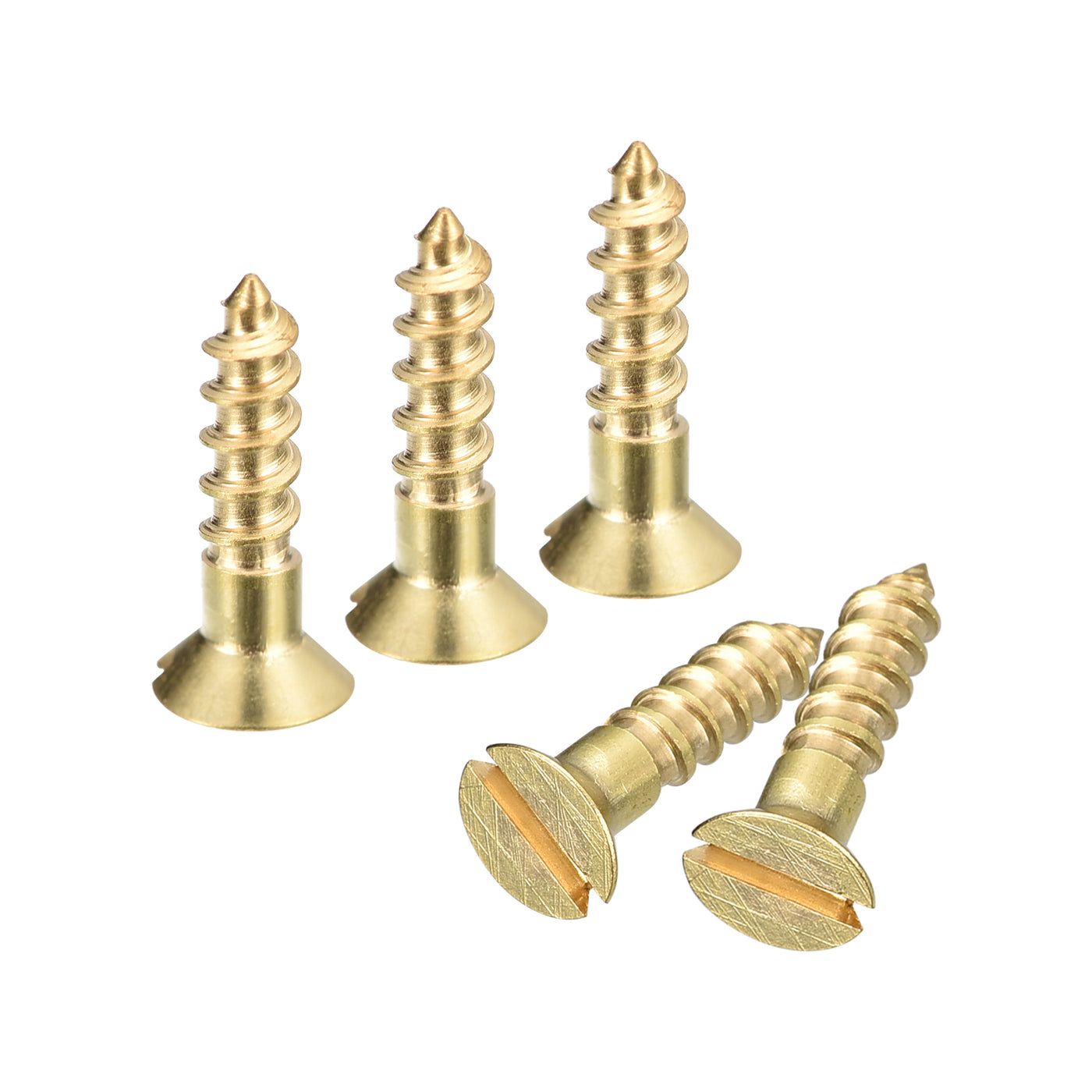 uxcell Uxcell 100Pcs M3 x 12mm Brass Slotted Drive Flat Head Wood Screws Self Tapping Screw