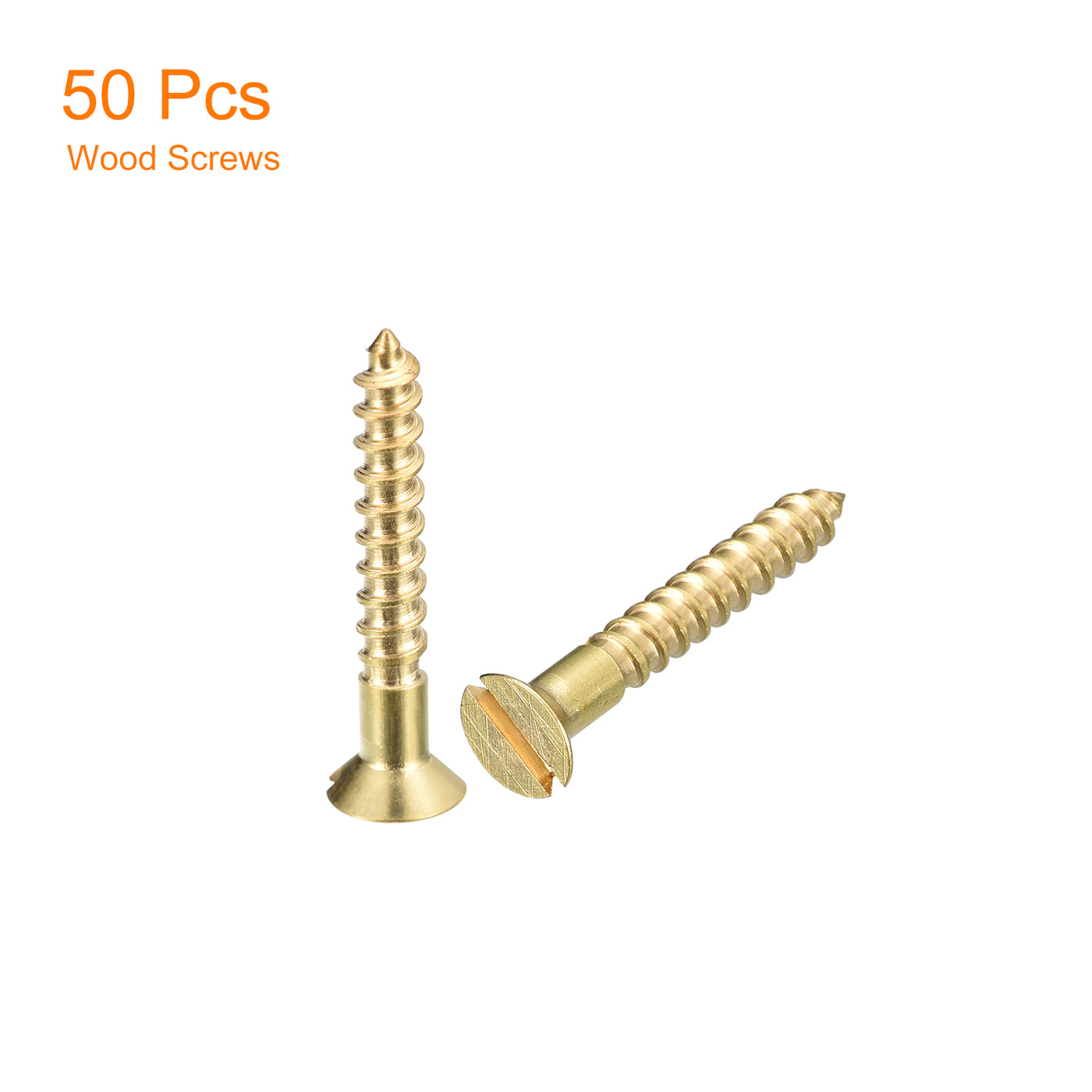 uxcell Uxcell 50Pcs M3 x 16mm Brass Slotted Drive Flat Head Wood Screws Self Tapping Screw