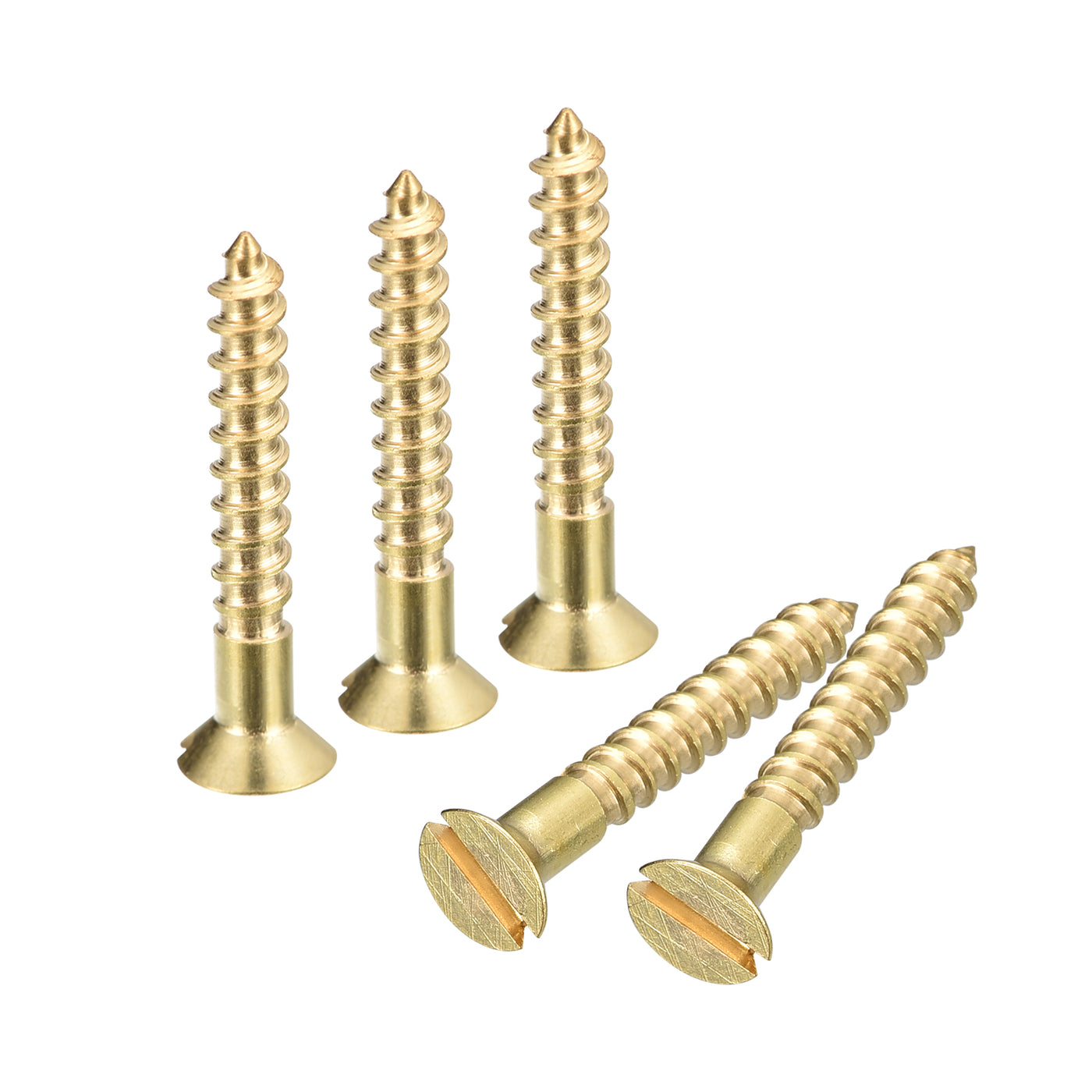 uxcell Uxcell 50Pcs M3 x 16mm Brass Slotted Drive Flat Head Wood Screws Self Tapping Screw