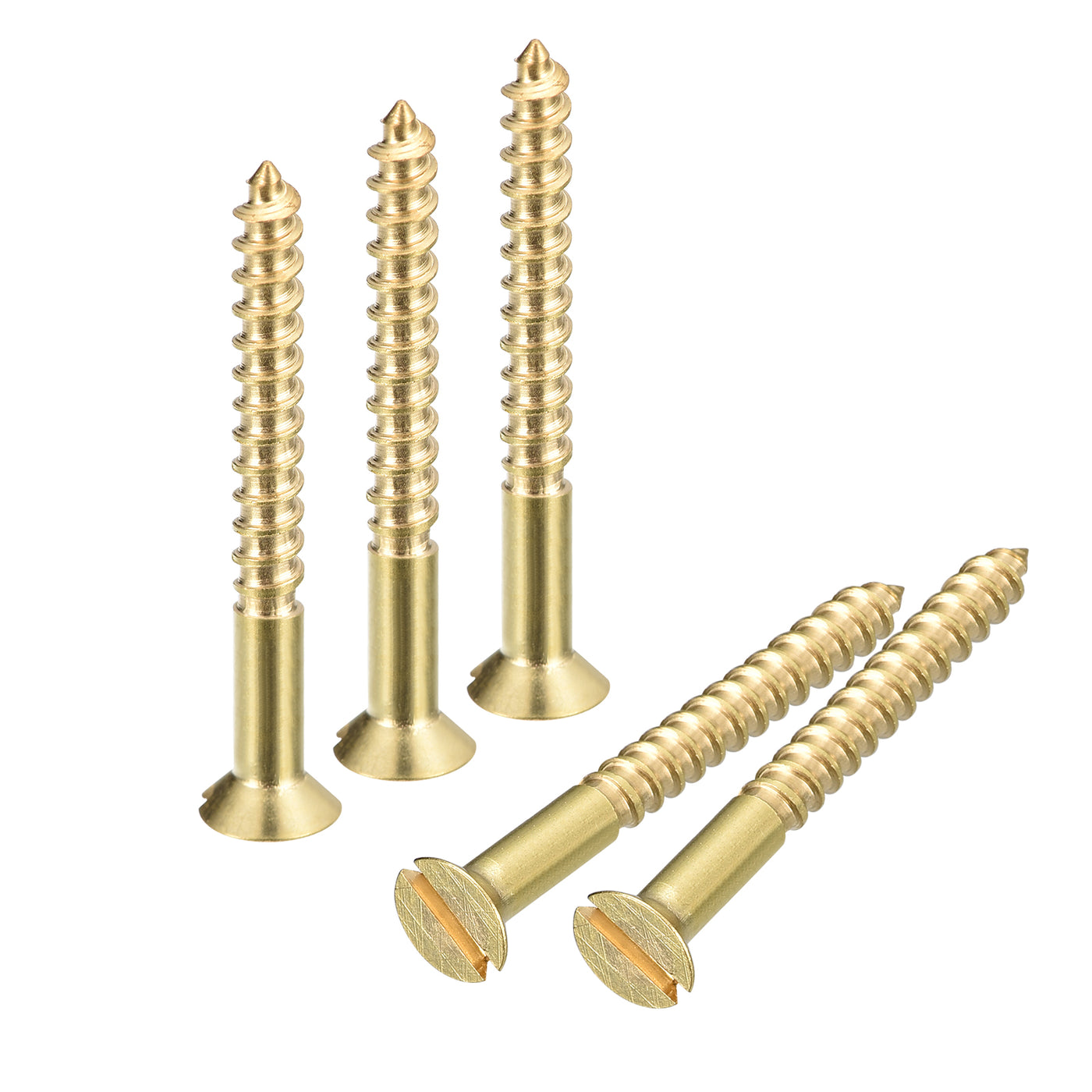 uxcell Uxcell 50Pcs M3 x 30mm Brass Slotted Drive Flat Head Wood Screws Self Tapping Screw