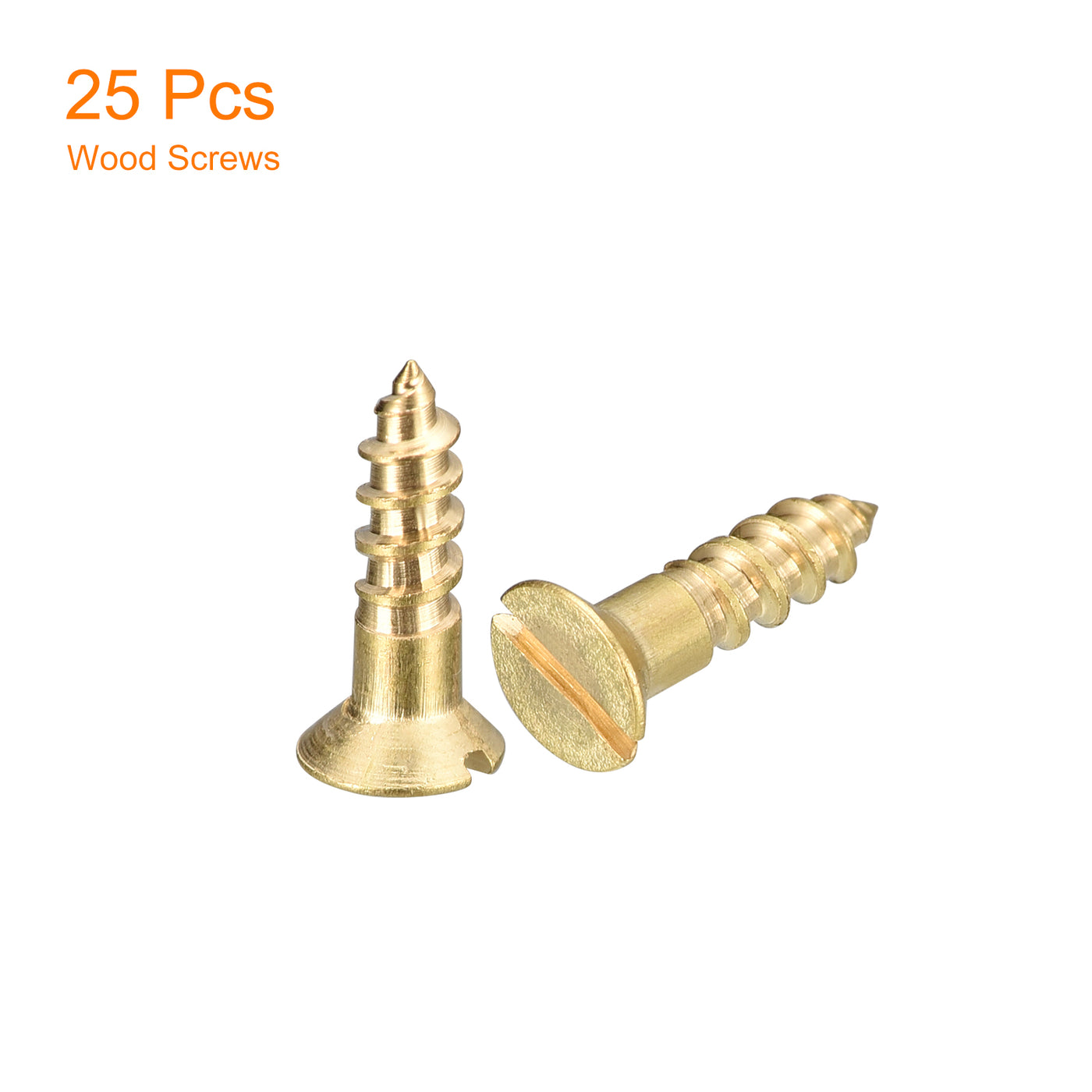 uxcell Uxcell 25Pcs M3.5 x 12mm Brass Slotted Drive Flat Head Wood Screws Self Tapping Screw
