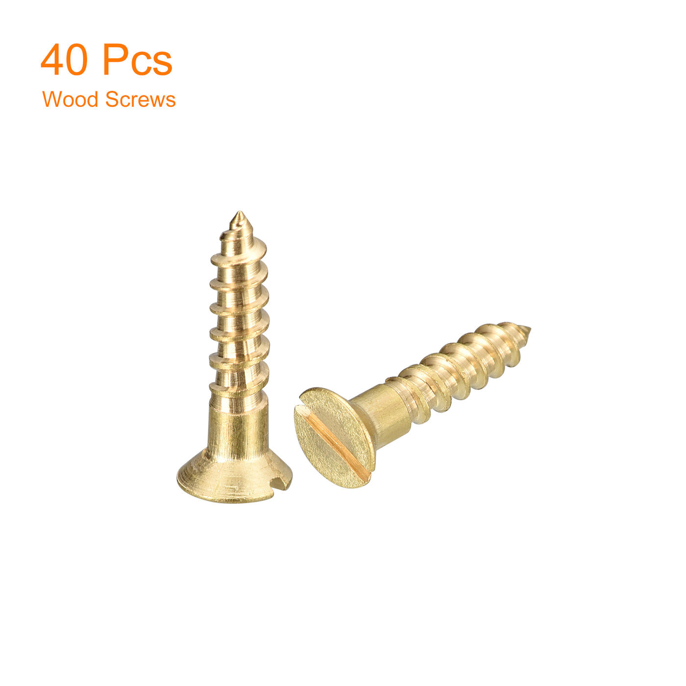 uxcell Uxcell 40Pcs M3.5 x 16mm Brass Slotted Drive Flat Head Wood Screws Self Tapping Screw
