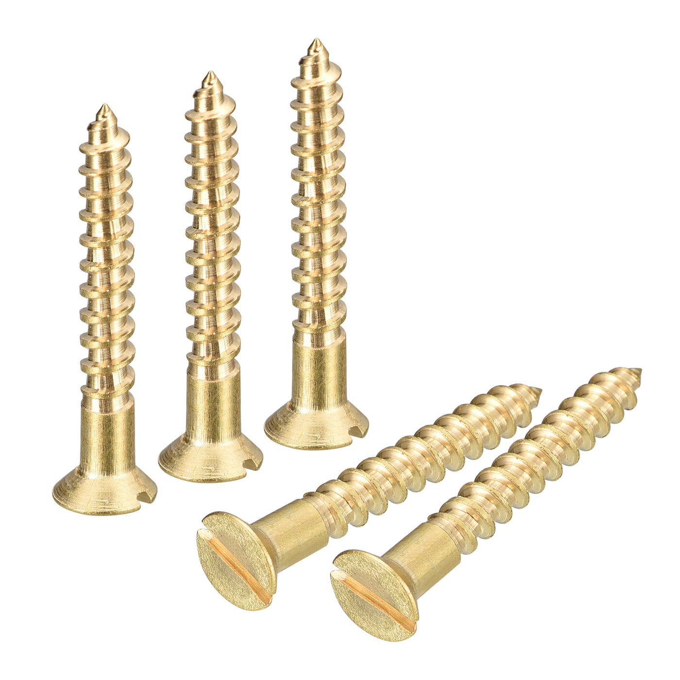 uxcell Uxcell 25Pcs M3.5 x 25mm Brass Slotted Drive Flat Head Wood Screws Self Tapping Screw