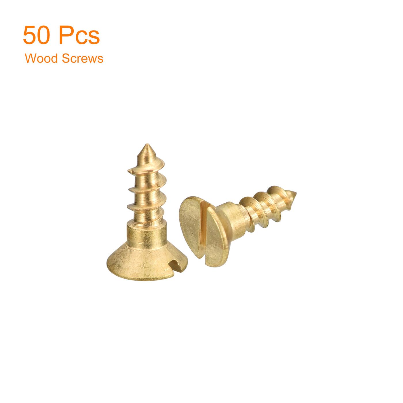 uxcell Uxcell 50Pcs M4 x 10mm Brass Slotted Drive Flat Head Wood Screws Self Tapping Screw
