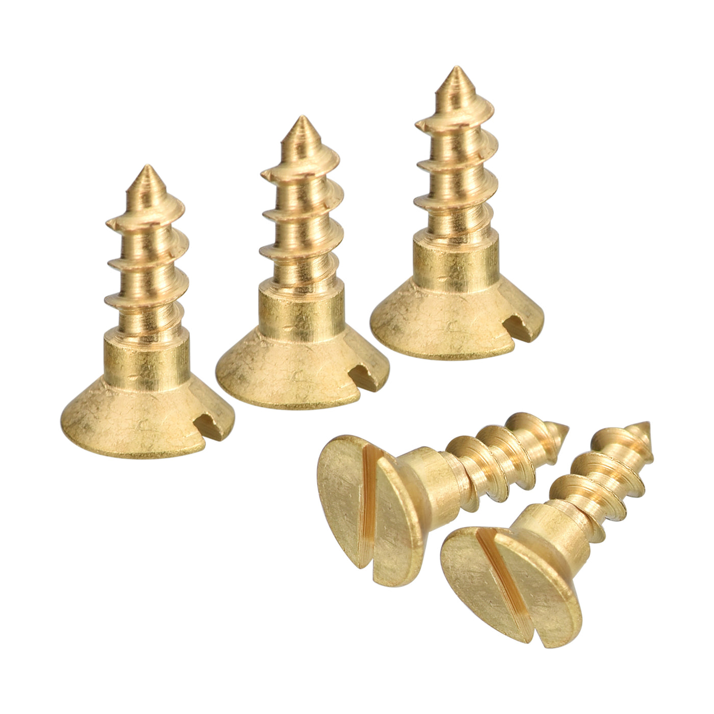 uxcell Uxcell 50Pcs M4 x 10mm Brass Slotted Drive Flat Head Wood Screws Self Tapping Screw