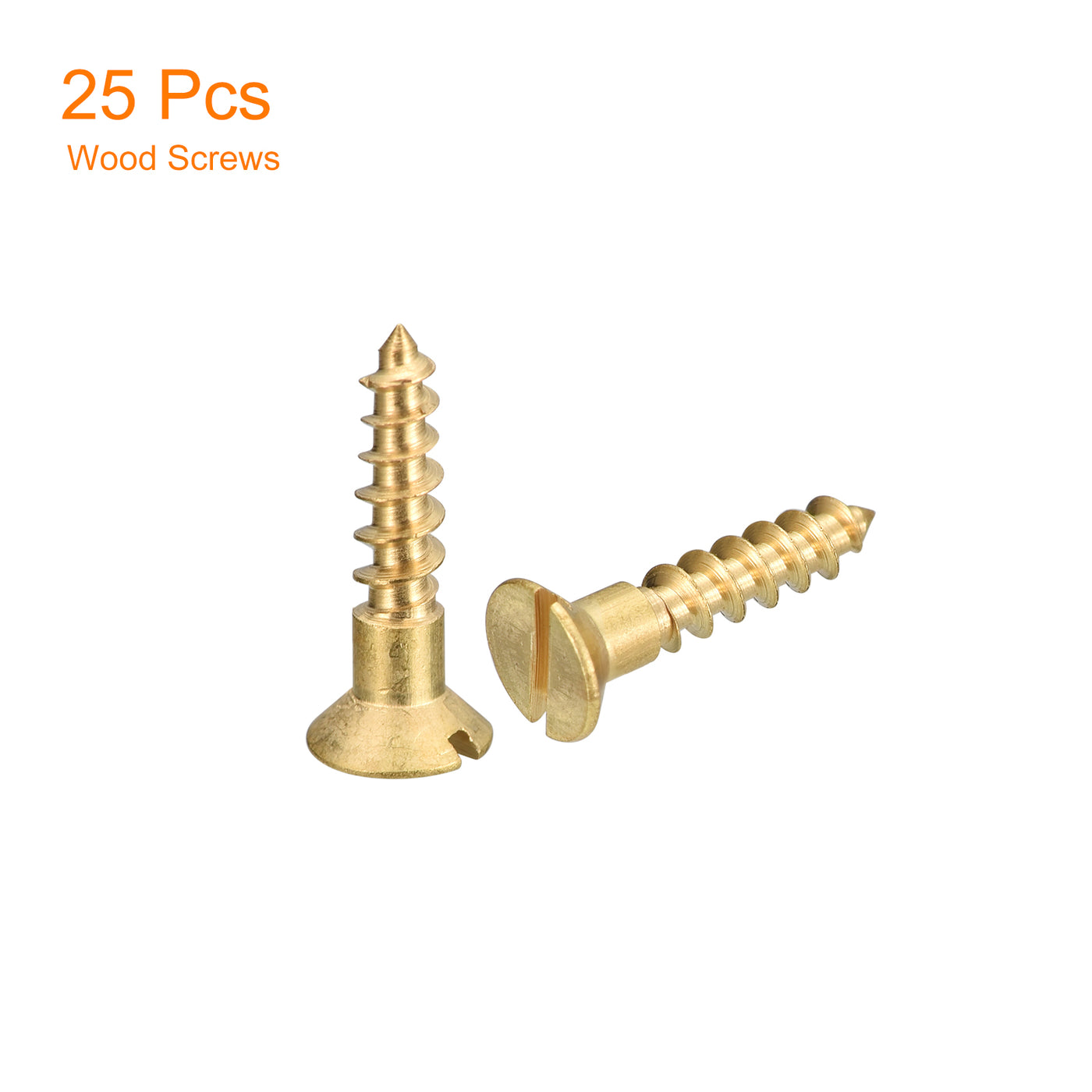 uxcell Uxcell 25Pcs M4 x 16mm Brass Slotted Drive Flat Head Wood Screws Self Tapping Screw