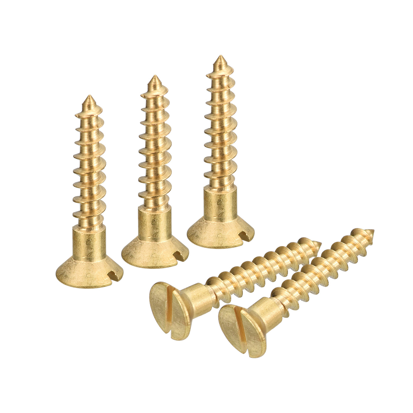 uxcell Uxcell 25Pcs M4 x 20mm Brass Slotted Drive Flat Head Wood Screws Self Tapping Screw