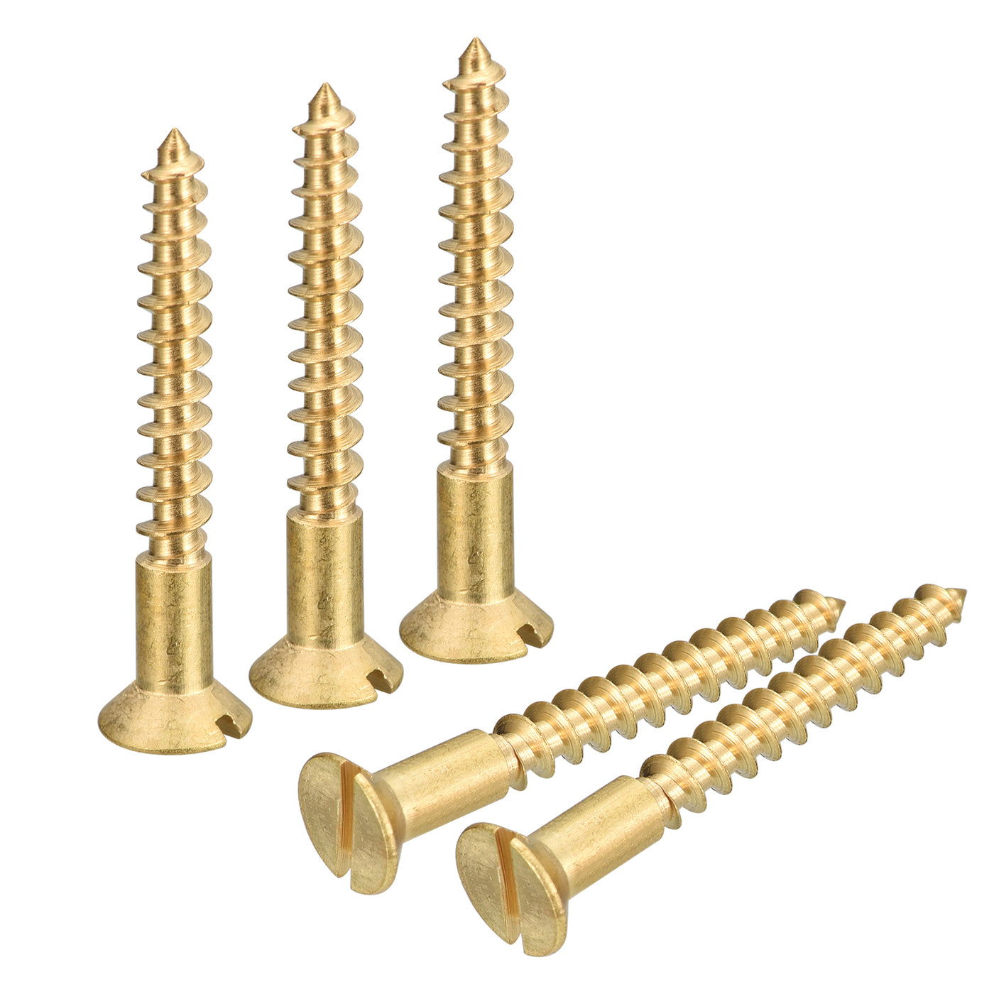 uxcell Uxcell 25Pcs M4 x 30mm Brass Slotted Drive Flat Head Wood Screws Self Tapping Screw