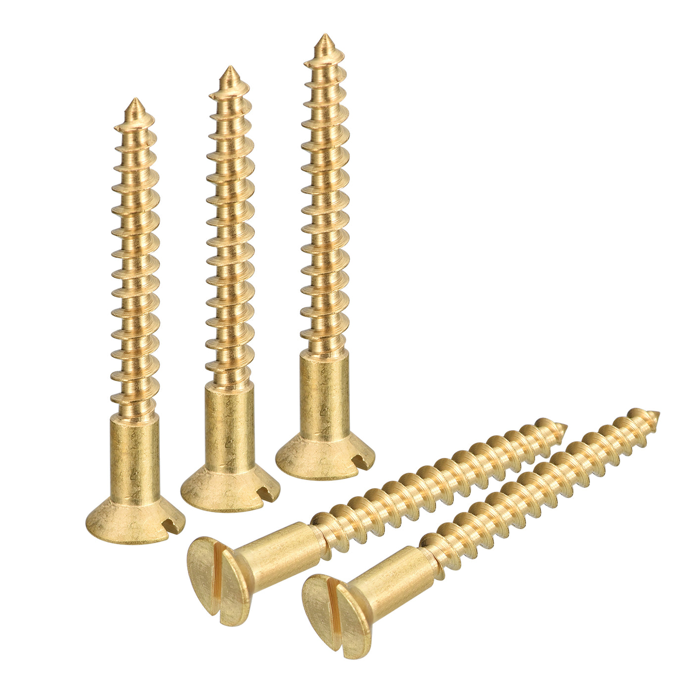 uxcell Uxcell 25Pcs M4 x 35mm Brass Slotted Drive Flat Head Wood Screws Self Tapping Screw