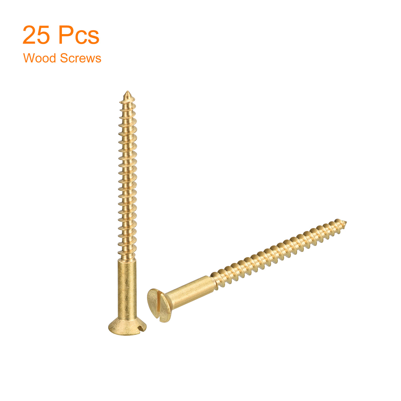 uxcell Uxcell 25Pcs M4 x 50mm Brass Slotted Drive Flat Head Wood Screws Self Tapping Screw